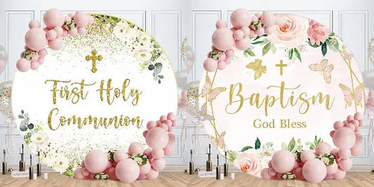 Elegant God Blessing And Grace Baptism Backdrops For Baby