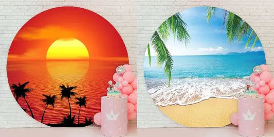 Let’s Meet The Beach Sun And Sunset With Summer Backdrop