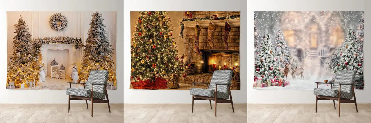 Christmas Tree Backdrop Decor Ideas To Match Your Wall Colour