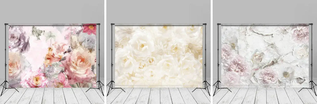 Aesthetic White Rose Fine Art Backdrop For Photo Booth - Aperturee