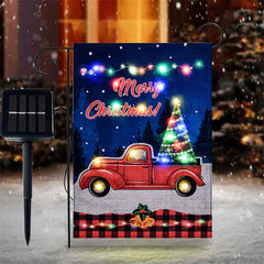 LED Red Truck Christmas Yard Flag For Outdoor Decor