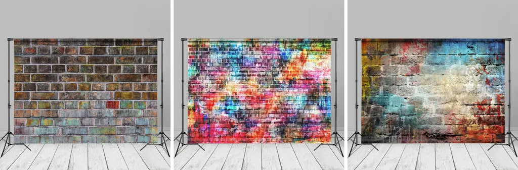 Multicolor Painting Brick Wall Photo Studio Backdrop - Aperturee