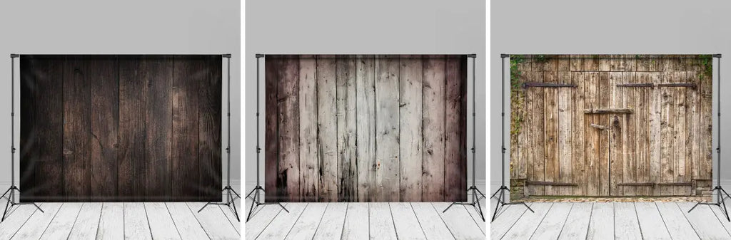 Rustic Wooden Farmhouse Barn Door Photo Backdrop - Aperturee