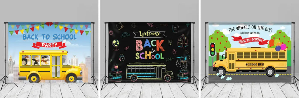 Yellow Bus Back To School Party Photo Backdrops - Aperturee