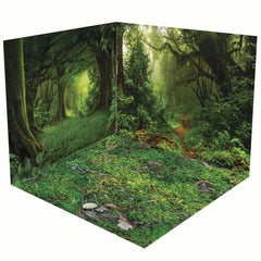 Aperturee - Aperturee Green Natural Forest Landscape Room Set Backdrop