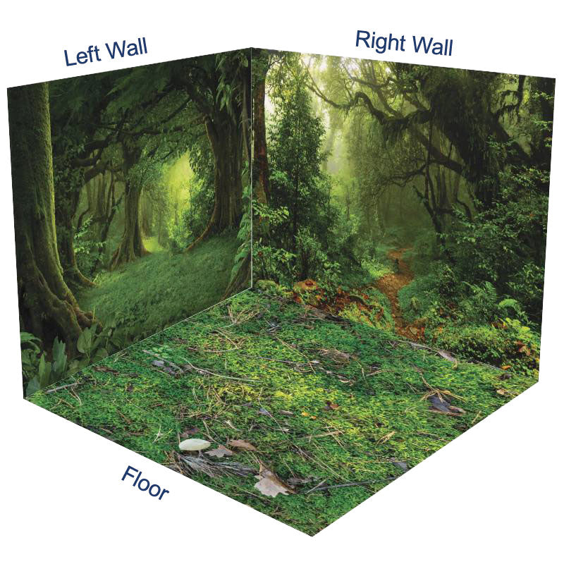 Aperturee - Aperturee Green Natural Forest Landscape Room Set Backdrop