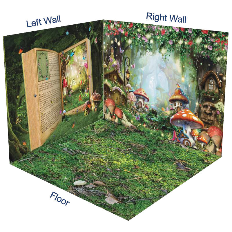 Aperturee - Aperturee Fairy Tale Mushroom Forest Scene Room Set Backdrop