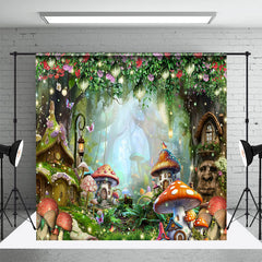 Aperturee - Aperturee Fairy Tale Mushroom Forest Scene Room Set Backdrop