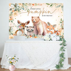 Aperturee - Safari Animals Sweet Pumpkin Baby Shower Backdrop