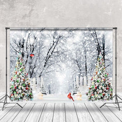 Aperturee - Aperturee Wild Snow Forest Tree Bird Winter Christmas Backdrop