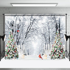 Aperturee - Aperturee Wild Snow Forest Tree Bird Winter Christmas Backdrop