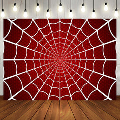 Aperturee - Red White Spider Wab Halloween Birthday Backdrop