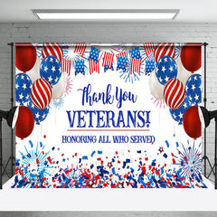 Aperturee - Usa Flag Balloon Sparkle Happy Veterans Day Backdrop