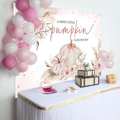 Aperturee - Cute Little Pumpkin Boho Floral Baby Shower Backdrop