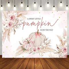 Aperturee - Cute Little Pumpkin Boho Floral Baby Shower Backdrop