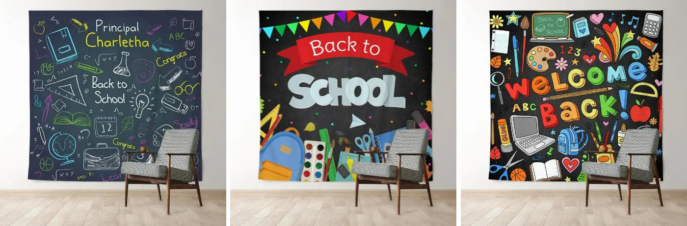 School Supplies Welcome Back To School Backdrop - Aperturee