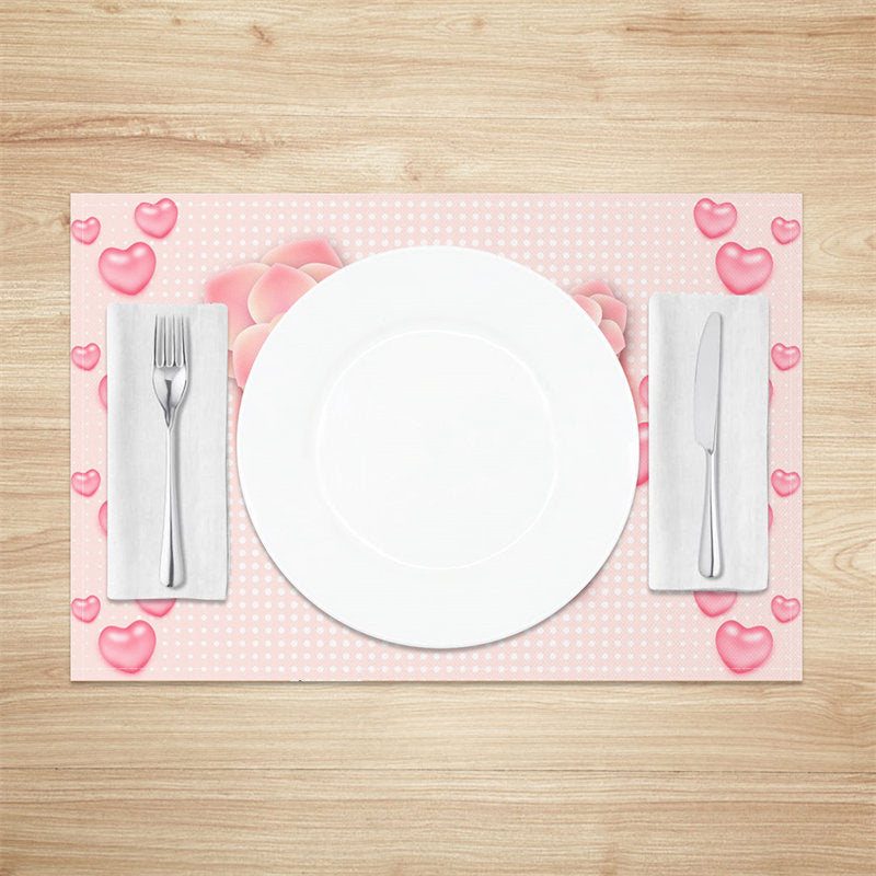 Aperturee - Plaid Floral Heart Mothers Day Set Of 4 Placemats