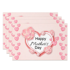 Aperturee - Plaid Floral Heart Mothers Day Set Of 4 Placemats