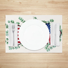 Aperturee - Green Leaf Flag Independence Day Set Of 4 Placemats