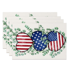 Aperturee - Green Leaf Flag Independence Day Set Of 4 Placemats