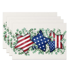 Aperturee - Star Leaves Flag Independence Day Set Of 4 Placemats