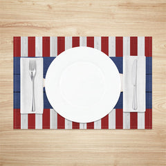 Aperturee - Blue Red Stars Independence Day Set Of 4 Placemats