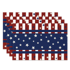 Aperturee - Independence Day Blue Red Stripe Set Of 4 Placemats