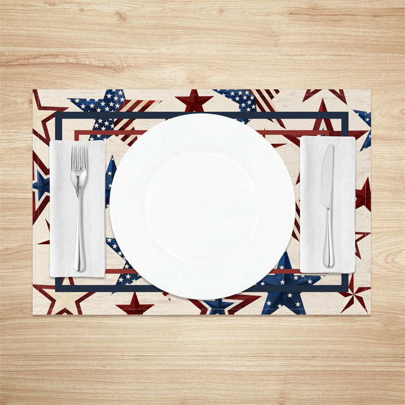 Aperturee - Lines Flag Star Independence Day Set Of 4 Placemats