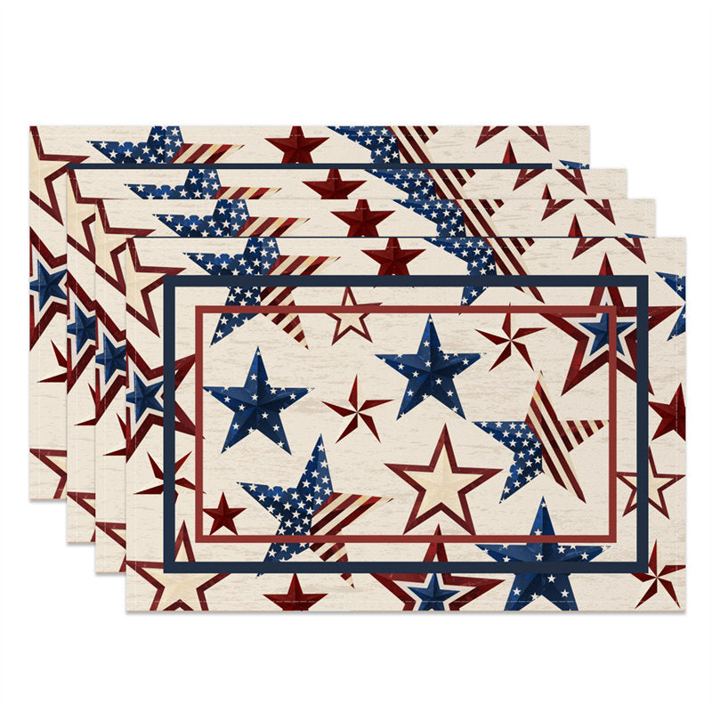 Aperturee - Lines Flag Star Independence Day Set Of 4 Placemats