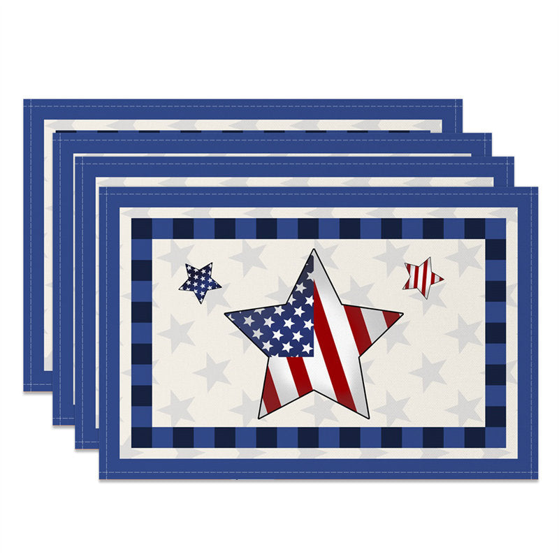 Aperturee - Blue Plaid Flag Independence Day Set Of 4 Placemats