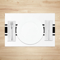 Aperturee - White Black Lines Simple Dinner Set Of 4 Placemats