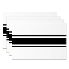 Aperturee - White Black Lines Simple Dinner Set Of 4 Placemats