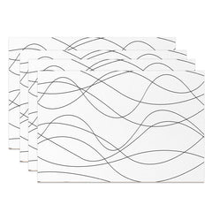 Aperturee - Artistic Black White Wavy Lines Set Of 4 Placemats