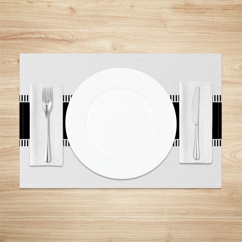 Aperturee - Black And White Lines Set Of 4 Placemats For Dinner