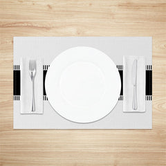 Aperturee - Black And White Lines Set Of 4 Placemats For Dinner