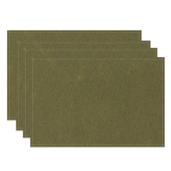 Aperturee - Linen Solid Army Green Modern Set Of 4 Placemats