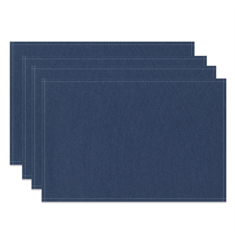 Aperturee - Solid Navy Blue Cloth Set Of 4 Placemats For Dinner