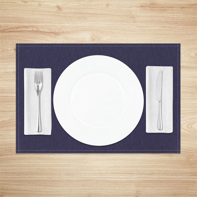 Aperturee - Denim Blue Solid Color Simple Set Of 4 Placemats