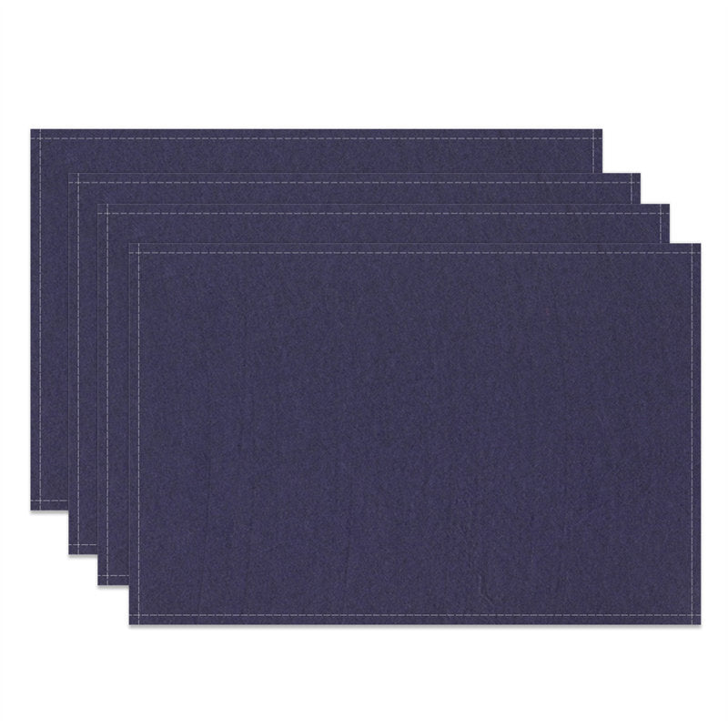 Aperturee - Denim Blue Solid Color Simple Set Of 4 Placemats