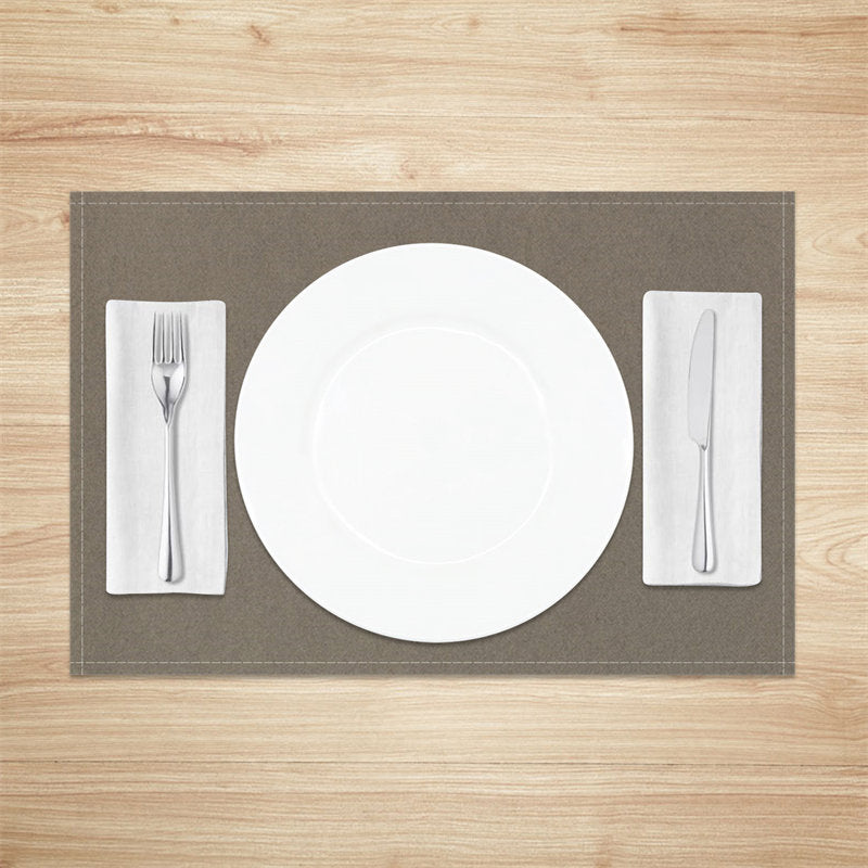 Aperturee - Solid Color Light Brown Simple Set Of 4 Placemats