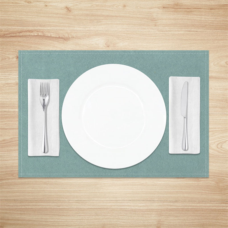 Aperturee - Solid Color Cyan Cloth Dining Set Of 4 Placemats