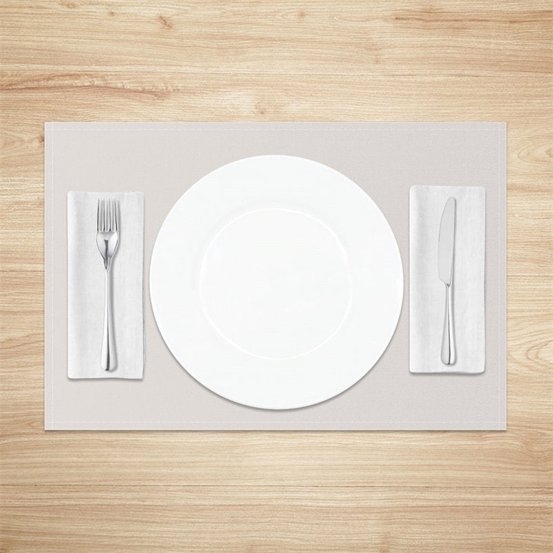 Aperturee - Beige Solid Color Fabric Dining Set Of 4 Placemats