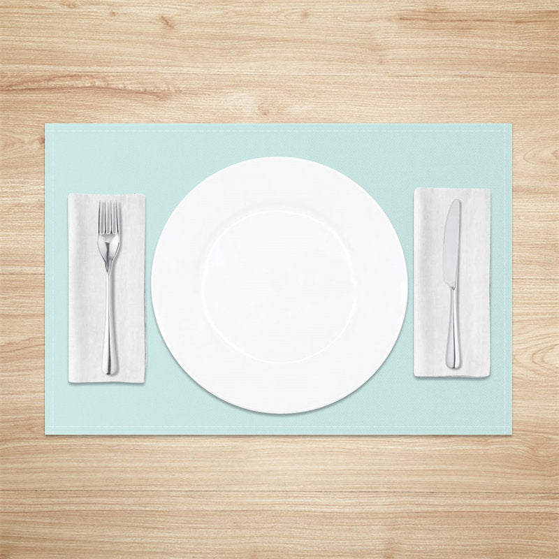 Aperturee - Tiffany Blue Solid Color Dining Set Of 4 Placemats