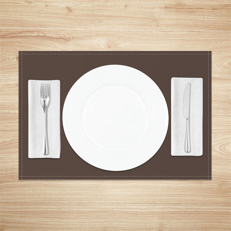 Aperturee - Dark Brown Solid Color Fabric Set Of 4 Placemats