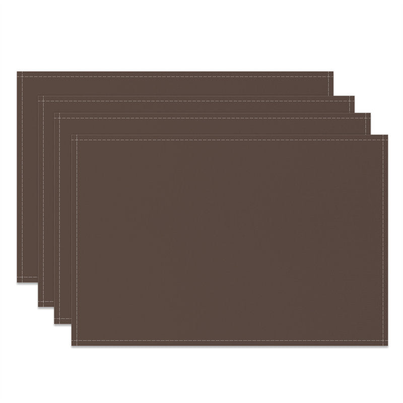 Aperturee - Dark Brown Solid Color Fabric Set Of 4 Placemats