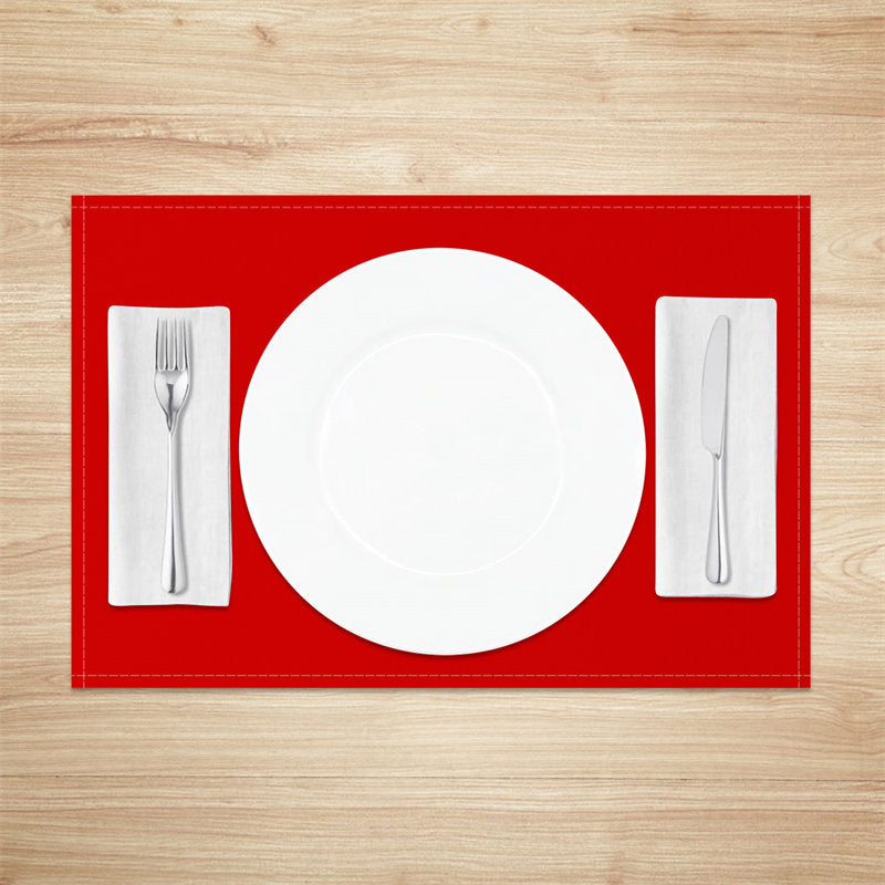 Aperturee - Red Solid Color Fabric Dining Set Of 4 Placemats