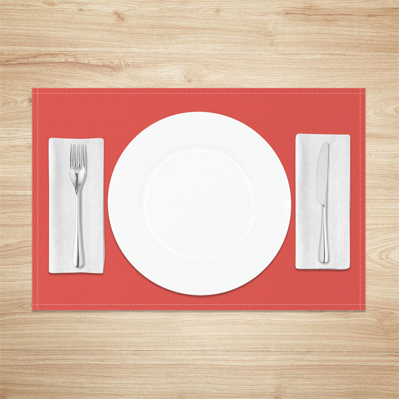 Aperturee - Pure Red Premium Colored Fabric Set Of 4 Placemats