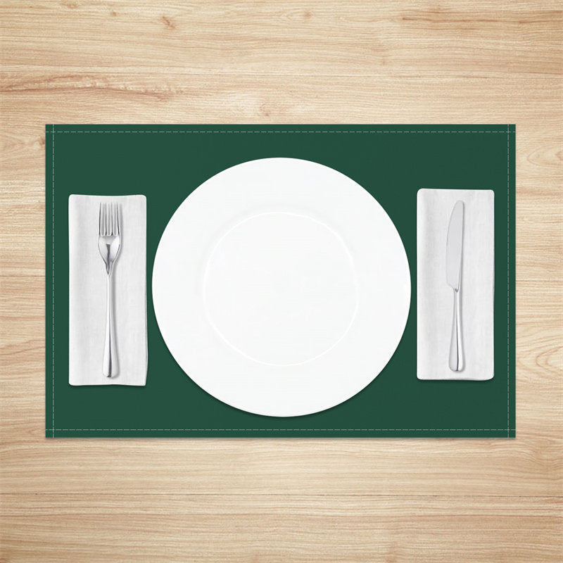 Aperturee - Dark Green Solid Color Dining Set Of 4 Placemats