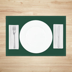 Aperturee - Dark Green Solid Color Dining Set Of 4 Placemats