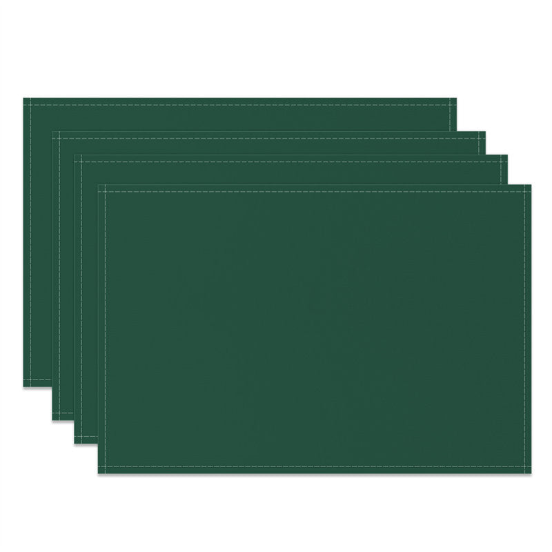 Aperturee - Dark Green Solid Color Dining Set Of 4 Placemats